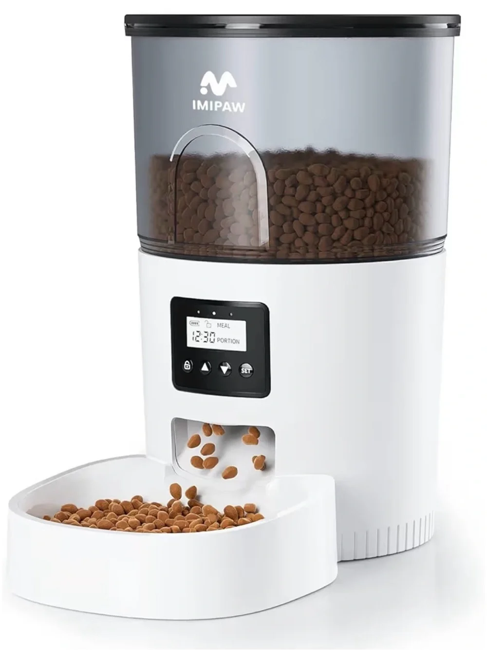 Automatic Pet Feeder - White with Purple Accent